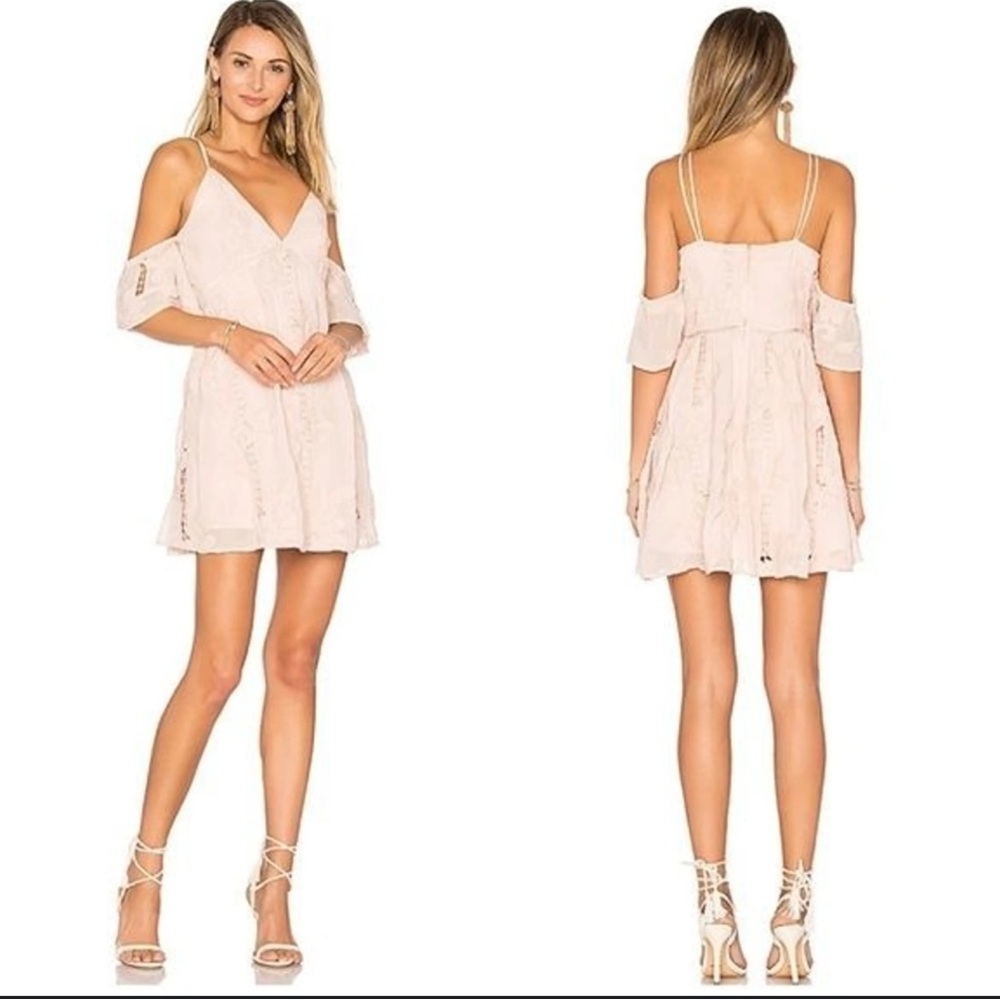 Lovers + Friends Wishful Mini Embroidered Dress Blush Pink Sz XS NWT